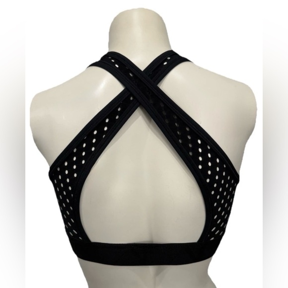 ALALA Black Mesh High Neck Sports Bra Criss Cross Back – Size XS - Picture 6 of 11